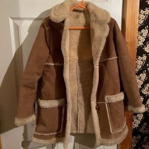 Vintage 70s Sherpa Lined Suede Coat